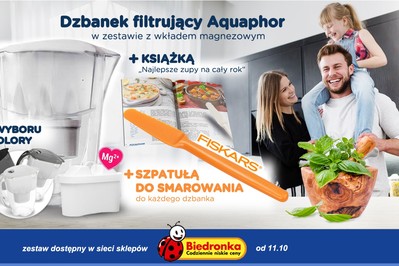 Dzbanki filtrujące wodę Aquaphor. Sprawdź w najbliższej Biedronce!