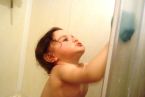Amelka po kąpieli, myjąca ładnie prysznic :)