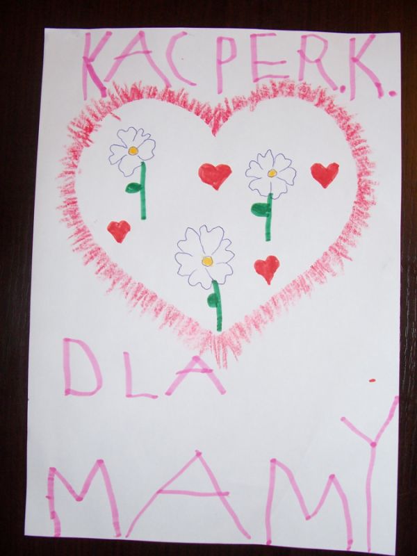 Walentynkowa kartka dla mamy -Kacper lat 4