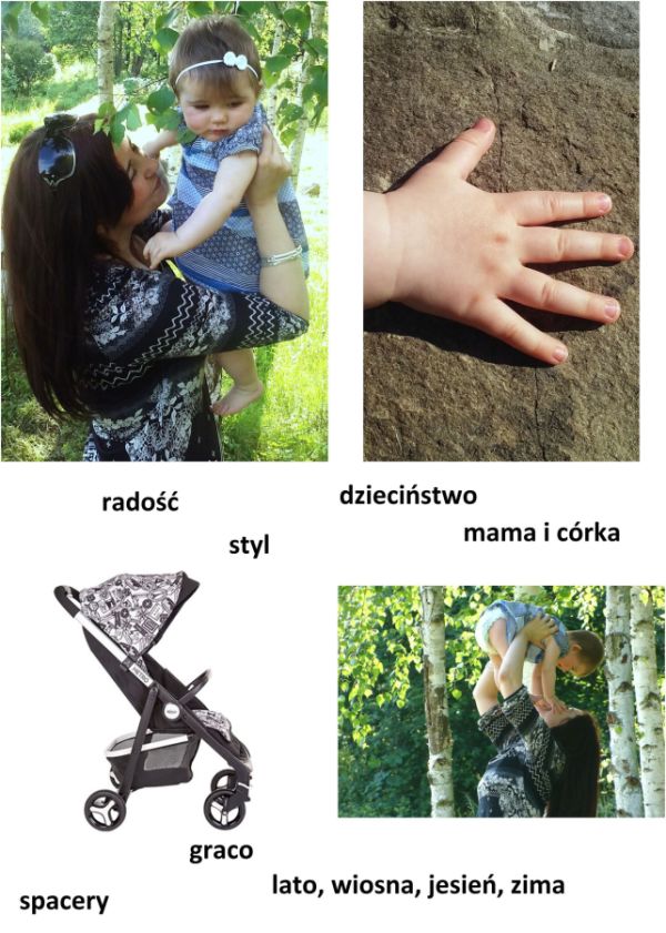 spacer, radość, dzieciństwo, graco metro, styl, czerń i biel, mama i córka 