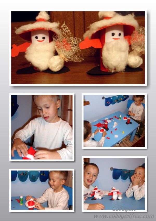 Mikołaje wykonane przez moich wówczas prawie 5-letnich Chłopców - Rafałka i Michałka:)