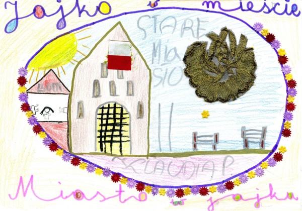 Plakaty wykonane przez dzieci romskie i dzieci polskie podczas warsztatów plastycznych na wystawę Jajko w mieście, miasto w jajku.