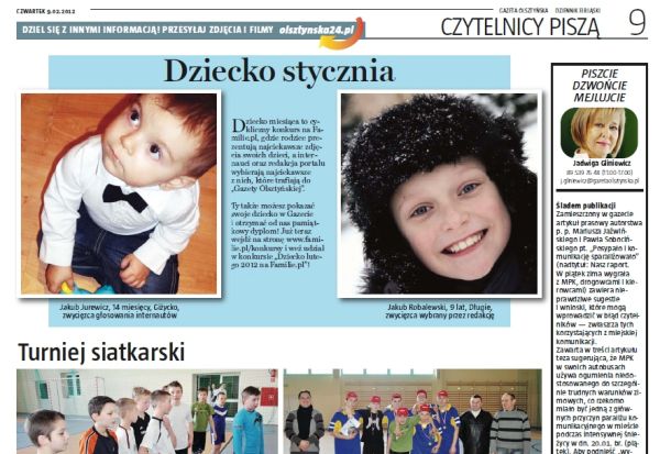 Dzieci Stycznia 2012 na łamach "Gazety Olsztyńskiej" :-)